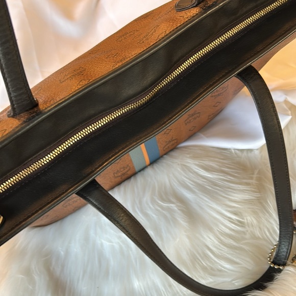 🔵MCM🟤Visetos🔵Striped Shopper Tote Bag - Picture 10 of 10